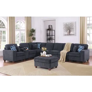 Lily - Sectional Sofa With Ottoman - Black