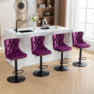 Swivel Velvet Barstools Adjusatble Seat Height , Modern Upholstered Bar Stools With Backs Comfortabl