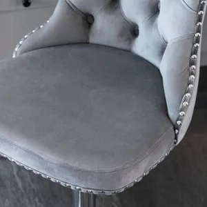 Swivel Velvet Barstools Adjusatble Seat Height From 25-33\", Modern Upholstered Chrome Base Bar Stoo