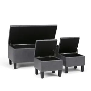 Dover - 3 Piece Storage Ottoman - Stone Grey