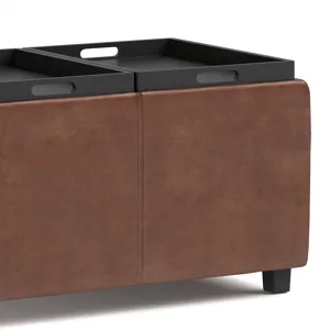 Avalon - Storage Ottoman - Distressed Saddle Brown
