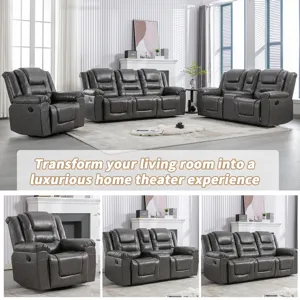 2 Seater Home Theater Recliner Manual Recliner Chair With A Storage Box And Two Cup Holders For Livi