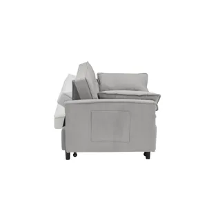 Two-Seat Casual Sofa With Pull Out Bed, Living Room Furniture - Light Gray