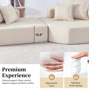 Oversized Modular Sectional Sofa, Luxury Boucle Floor Couch Set, Convertible Sleeper Couch, Spacious