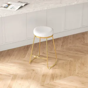Jane - 26\" Mid-Century Modern Luxury Upholstered Stool - White