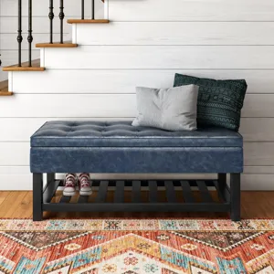 Cosmopolitan - Storage Ottoman Bench with Open Bottom - Denim Blue