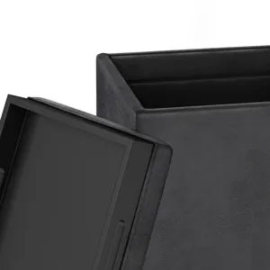 Rockwood - Cube Storage Ottoman with Tray - Distressed Black