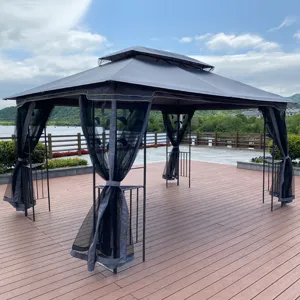 Outdoor Patio Gazebo Canopy Tent With Ventilated Double Roof And Mosquito Net (Detachable Mesh Scree