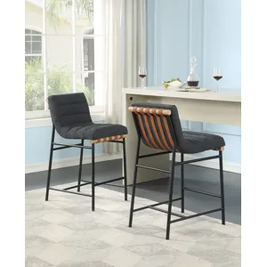 Lahni - 17.Boucle Fabric Counter Height Chair - Dark Gray