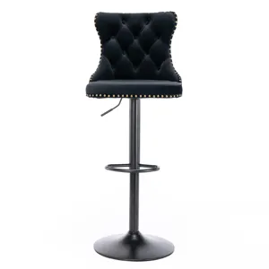Swivel Velvet Barstools Adjusatble Seat Height, Modern Upholstered Bar Stools With Backs Comfortable