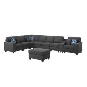 Hannah - Sectional Sofa With Ottoman - Dark Gray