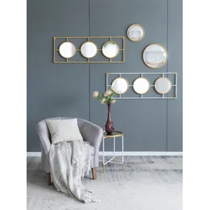 3 Mirror Piece Wall Mirror Rectangular Frame, Home Wall Decor For Bedroom Living Room - Gold