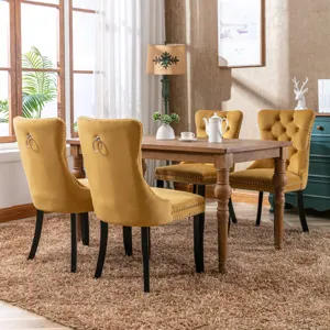 Nikki - Modern, High-End Tufted Solid Wood Contemporary Velvet Upholstered Dining Chair With Wood Le