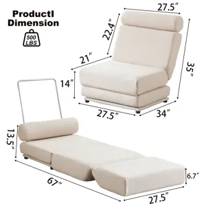 Single Sofa Chair Foldable Single Sofa Bed With Pillow, Portable Foldable Sofa Bed, Leisure Sofa Cha