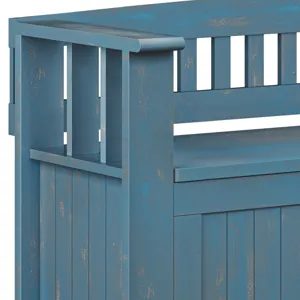Acadian - Entryway Storage Bench - Distressed Coastal Blue