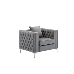 Lorreto - Velvet Chair - Gray