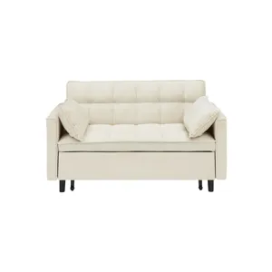 Modern Velvet Sofa, Sofa Pull-Out Bed, Small Love Seat Casual Sofa With Back, With Pillow, Pockets, 