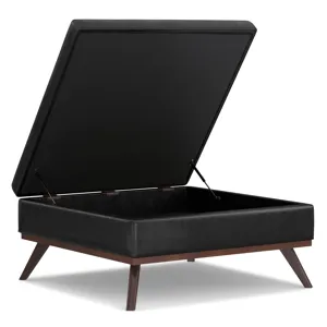 Owen - XL Square Coffee Table Storage Ottoman - Distressed Black