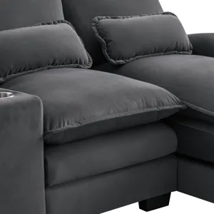 Modern U Shaped Sofa With Console, Cupholders And USB Ports, 6 Seat Upholstered Symmetrical Indoor F