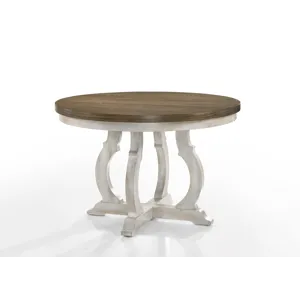 Havanna - 5 Piece Wide Contemporary Round Dining Table With Off White Fabric Chairs (Set of 5) - Vin
