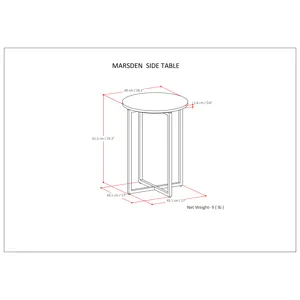 Marsden - Side Table with Polished Stainless Steel Base - White / Silver