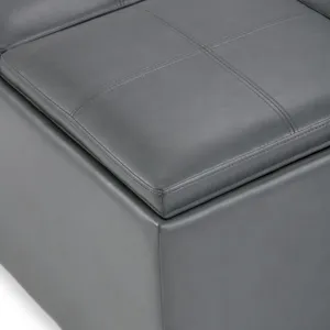 Avalon - Square Coffee Table Storage Ottoman - Stone Grey