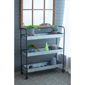 Homestead Galvanized Shelf Display 3 Tier - Metallic Gray
