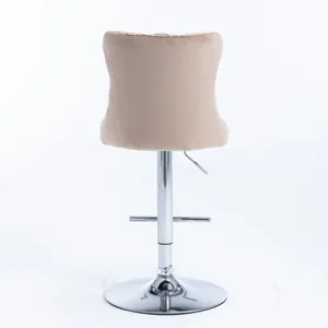 Swivel Velvet Barstools Adjusatble Seat Height From 25-33\", Modern Upholstered Chrome Base Bar Stoo