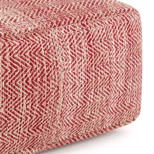 Nate - Square Pouf - Patterned Maroon Melange