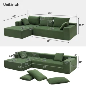 Modular Sectional Living Room Sofa Set, Modern Minimalist Style Couch, Upholstered Sleeper Sofa For 
