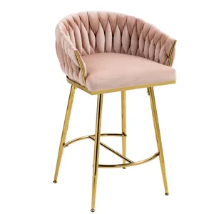 Counter Height Bar Stools (Set of 2) Kitchen Island Counter Bar Stool With Hand-Wave Back, Golden Ch
