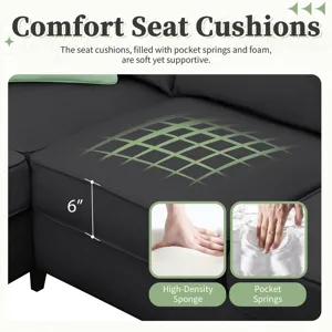 Sectional Sofa Couches Living Room Sets, 7 Seats Modular Sectional Sofa With Ottoman, L Shape Fabric