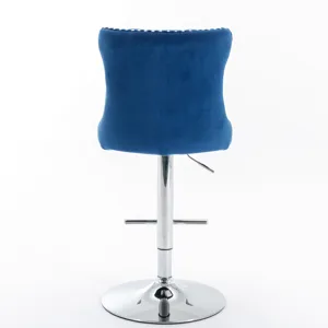 Swivel Velvet Barstools Adjusatble Seat Height From 25-33\", Modern Upholstered Chrome Base Bar Stoo
