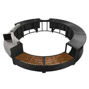 Spa Surround Spa Frame Patio Rattan Sofa Set With Storage Spaces, Mini Sofa And Comfortable Cushion 