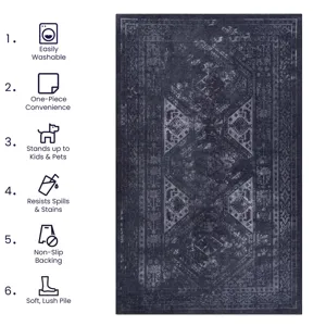 2\'6\'\' X 10\' Area Rugs, Washable Rug, Low-Pile, Non-Slip, Non-Shedding, Foldable, Kid & Pet Frien