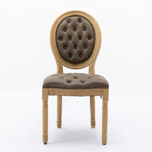 French Style Solid Wood Frame Antique Painting, Hand-Pulled Buckle Decoration PU Artificial Leather 