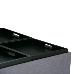 Avalon - Square Coffee Table Storage Ottoman - Slate Grey