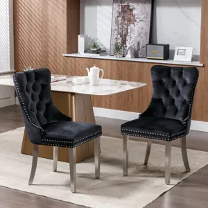 Nikki - Modern, High-End Tufted Solid Wood Contemporary Velvet Upholstered Dining Chair With Chrome 