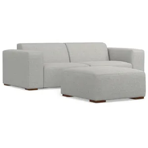 Rex - 2 Seater Sofa and Ottoman - Pale Gray