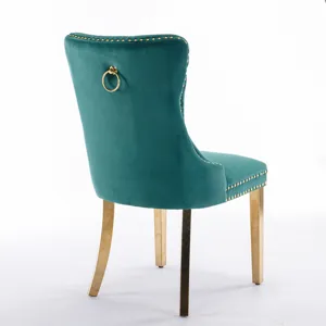 Nikki - Modern, High-End Tufted Solid Wood Contemporary Velvet Upholstered Dining Chair With Golden 