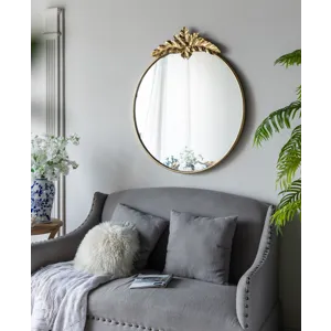 Large Round Wall Mirror With Metal Frame, Circle Accent Mirror For Living Room Bedroom Entryway - Go