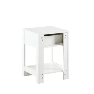 15.75\" Rattan End Table With Drawer, Modern Nightstand, Side Table For Living Room, Bedroom - White