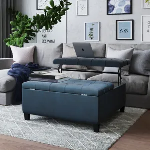 Harrison - Coffee Table Storage Ottoman - Distressed Dark Blue