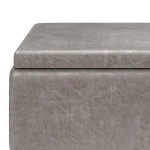 Owen - Tray Top Small Coffee Table Storage Ottoman - Distressed Grey