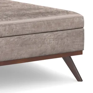 Owen - XL Square Coffee Table Storage Ottoman - Distressed Grey Taupe
