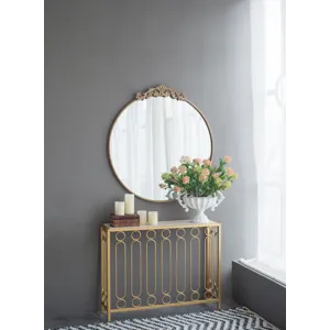 Round Wall Mounted Mirror With Frame For Bathroom Living Room - Gold