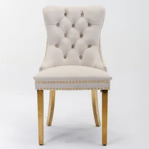 Nikki - Modern, High-End Tufted Solid Wood Contemporary Velvet Upholstered Dining Chair With Golden 