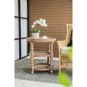 Round 3 Tiered Side Tabel, Natural End Tabel For Lving Room Bedroom Entryway - Brown