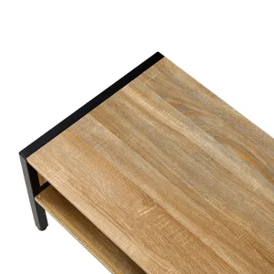 40.16\" Rattan Coffee Table, Sliding Door For Storage, Metal Legs, Modern Table For Living Room - Na