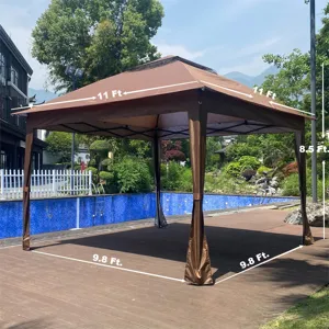 Outdoor 11X 11Ft Pop Up Gazebo Canopy With Removable Zipper Netting, 2 Tier Soft Top Event Tent, Sui